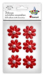 Obrazek Dekoracje samoprzylepne 3D kwiaty czerwone 6szt
