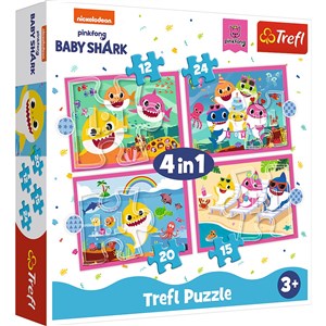 Obrazek Puzzle 4w1 Rodzina Rekinów Baby Shark