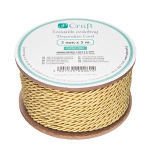 Obrazek Sznurek ozdobny 2mmx5m złoty