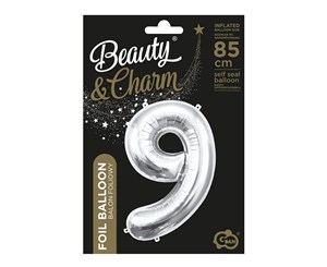Obrazek Balon foliowy B&C cyfra 9 srebrna 85cm