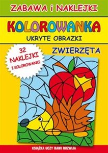 Obrazek Ukryte obrazki Zwierzęta Zabawa i naklejki. Kolorowanka