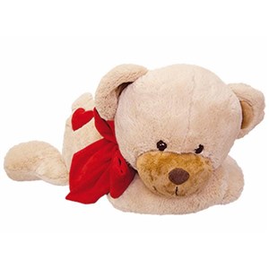 Obrazek MASKOTKA MIŚ Z SERDUSZKIEM LEŻĄCY 40CM