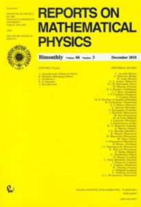 Picture of Reports on Mathematical Physics 66/3 2010 Kraj