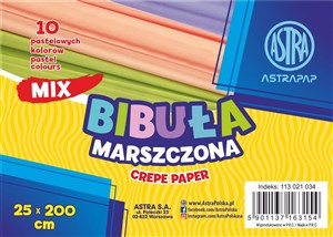 Picture of Bibuła marszczona Astra 25x200 cm mix 10 kolorów pastelowych
