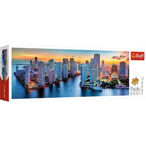 Obrazek Puzzle Panorama Miami o zmroku 1000