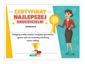 Obrazek Certyfikat A4 najlepszej nauczycielki 30szt