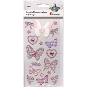 Obrazek Kryształki samoprzylepne motyle różowe 18szt