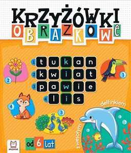 Obrazek Krzyżówki obrazkowe z wesołym delfinkiem. Od 6 lat