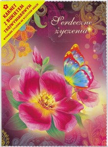 Obrazek Karnet składany 3D - Kwiat z motylkiem