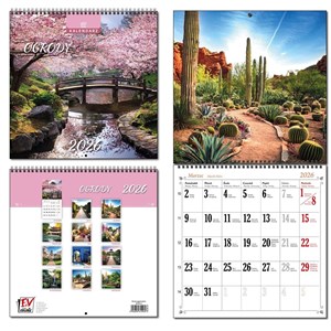 Obrazek Kalendarz 2026 30x60 13 planszowy Ogrody