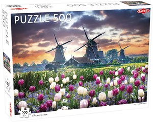 Obrazek Puzzle Old Mills and Tulips 500