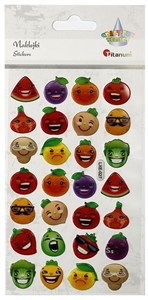 Obrazek Naklejki wypukłe emotikony owoce, warzywa 28szt