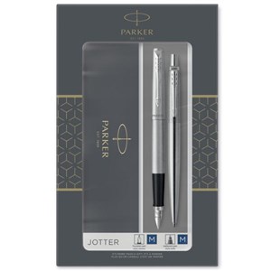 Picture of Parker-zestaw pióro+długopis Jotter stalowy CT
