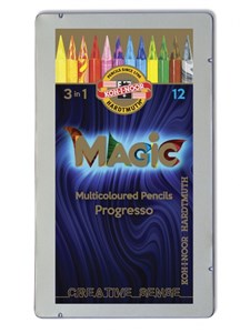 Obrazek Kredki Progresso Magic 12 kolorów w metalowej kasetce