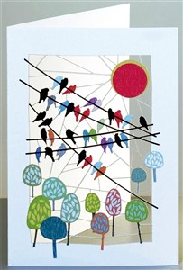 Picture of Karnet PM177 wycinany + koperta Ptaki i słońce