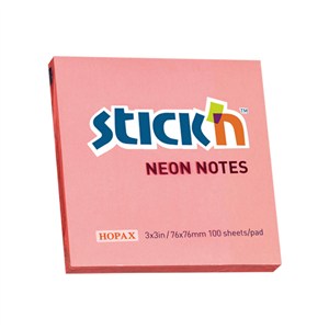 Obrazek Notes samoprzylepny 76x76mm różowy neonowy 21166