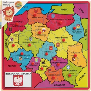 Obrazek Puzzle drewniane układanka z pinezkami Mapa Polski