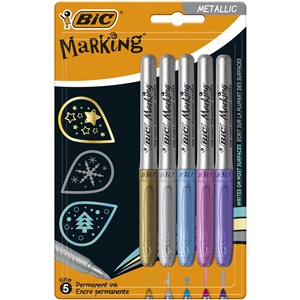 Obrazek Marker Permamentny Marking Metallic Ink BIC 5 kolorów blister mix