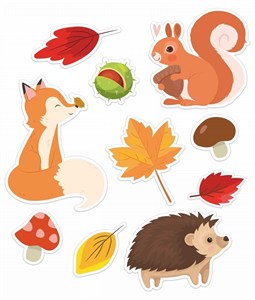 Obrazek Dekoracje jesienne - Leśne zwierzątka 10el